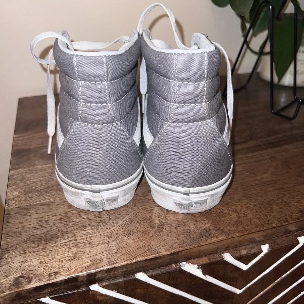 Vans Gray and White Sk8-Hi High-Top Sneakers